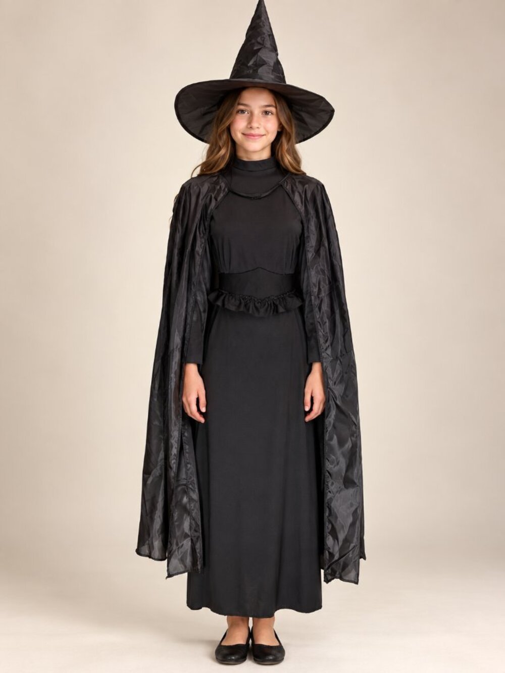 Forum Novelties Classic Witch Child L 12-14 Black Dress Cape Hat Costume